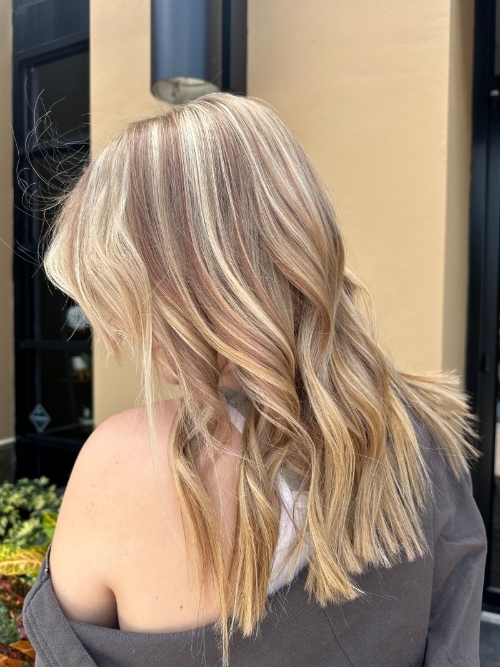 Woman's hair with highlights and lowlights