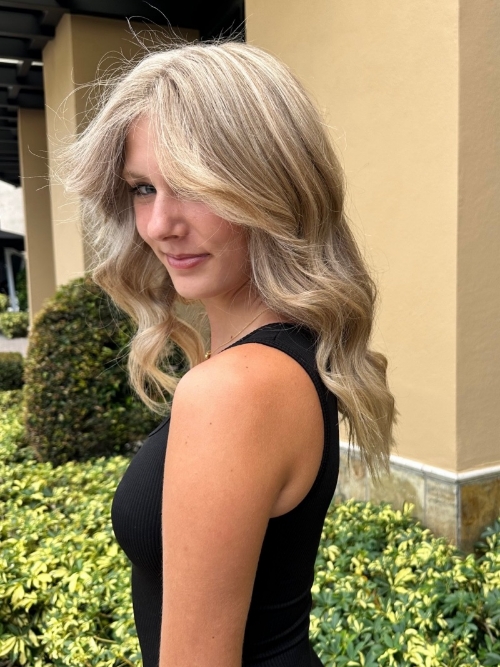 woman's hair with customized blondes