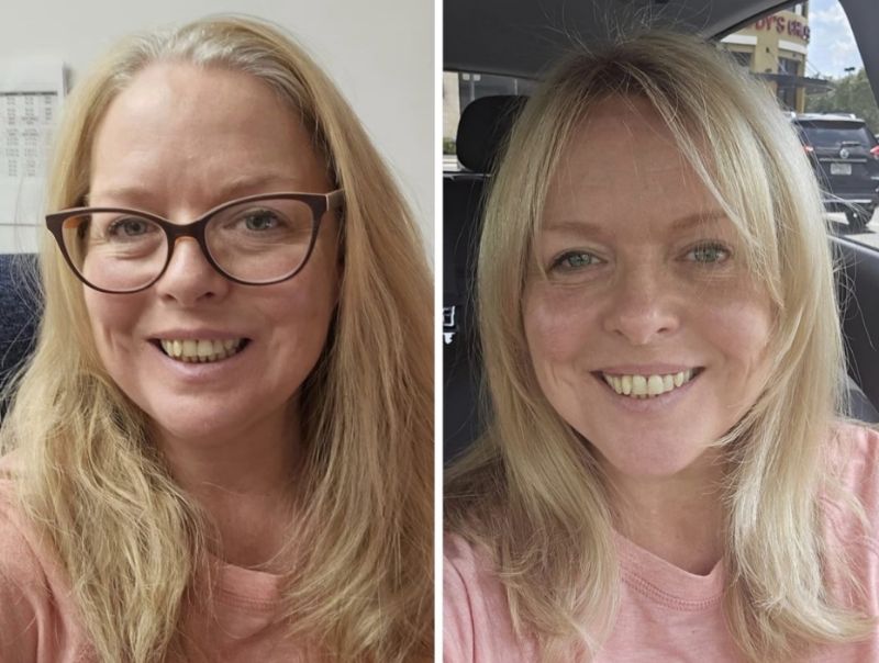 Before and after blonde hair style